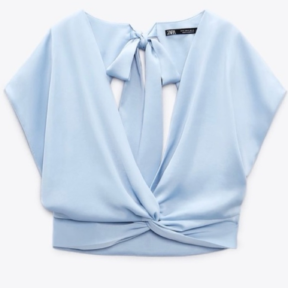 NWT Zara Knotted Satin Effect Top